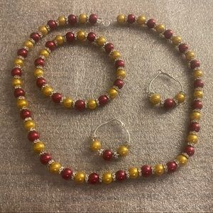 Necklace set handmade Garnet & Gold
